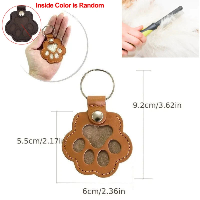 Pet Hair Memorial Keychain PU Leather Keepsake Locket for Cat Dog Fur