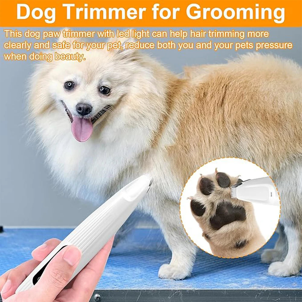 Portable Dog Paw Trimmer with Led Light Rechargeable Cordless Nail