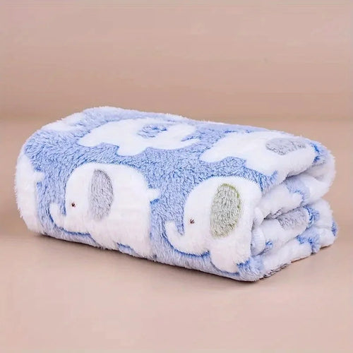 Soft and Cozy Cartoon Elephant Pet Blanket for Dogs and Cats Flannel