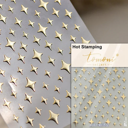 1pcs 5D Relief Kawaii Colorful Star Nail Art Stickers Multi Macaron