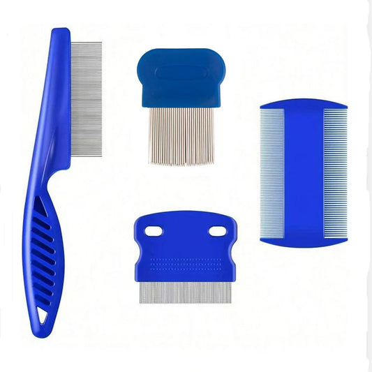 4 Pack Flea Lice Comb, Stainless Steel Dog Cat Grooming Combs with