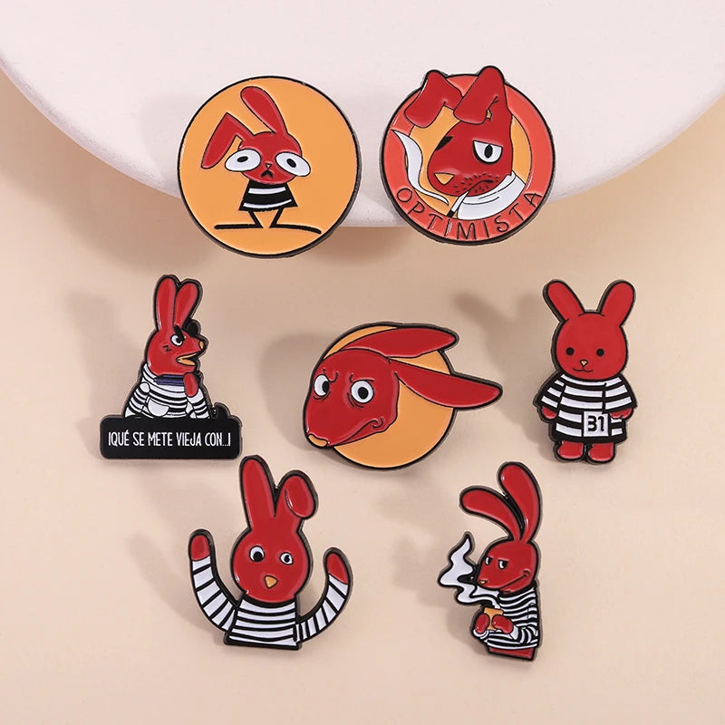 3-10pcs/set Cute Animal Enamel Pins Pet Dogs Raccoon Red Eared Rabbit