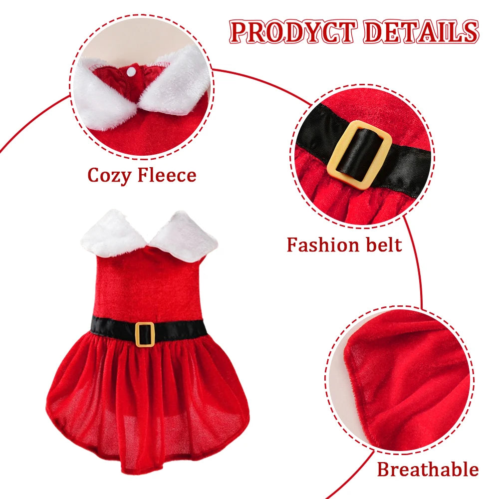 Cute Pet Dresses Christmas Festival Party Costume For Small Dogs Cats