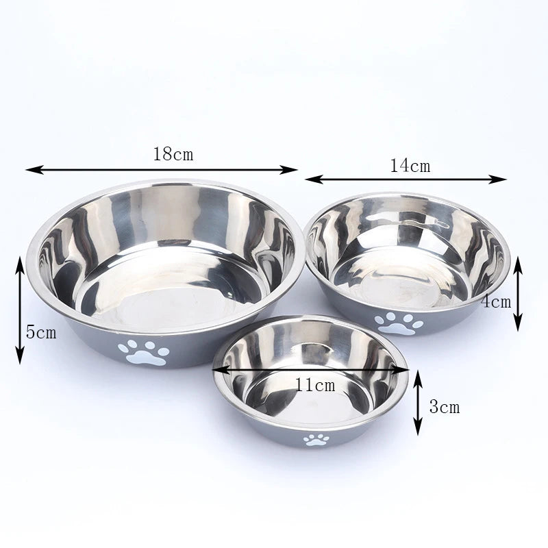 New stainless steel dog basin paw print pet supplies cat bowl dog bowl