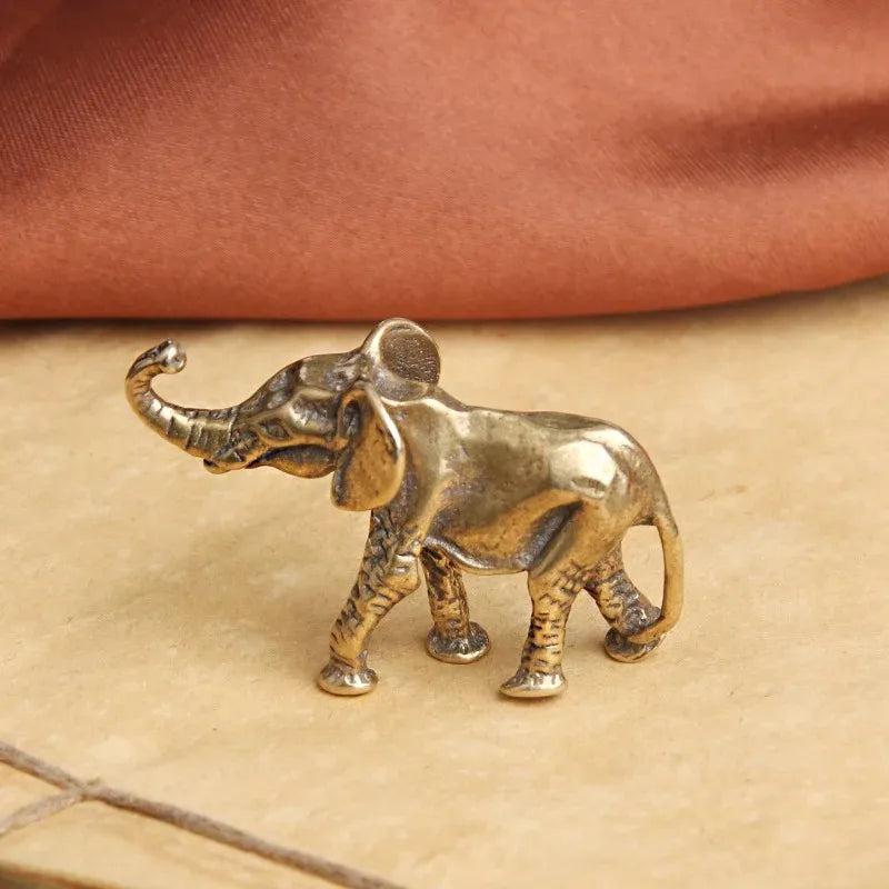 Antique Bronze Minature Elephant Figurines Tea Pet Table Ornament