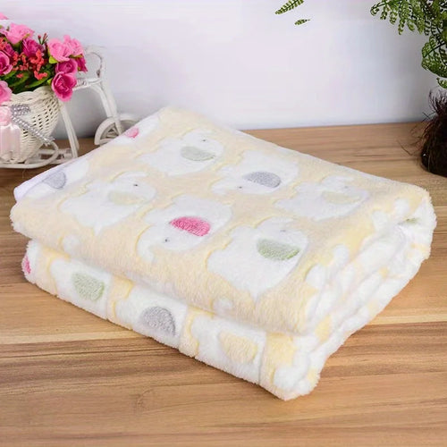 Soft and Cozy Cartoon Elephant Pet Blanket for Dogs and Cats Flannel