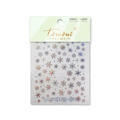 5D Laser Winter Snowflake Christmas Shiny Rhinestone Embossed Relief