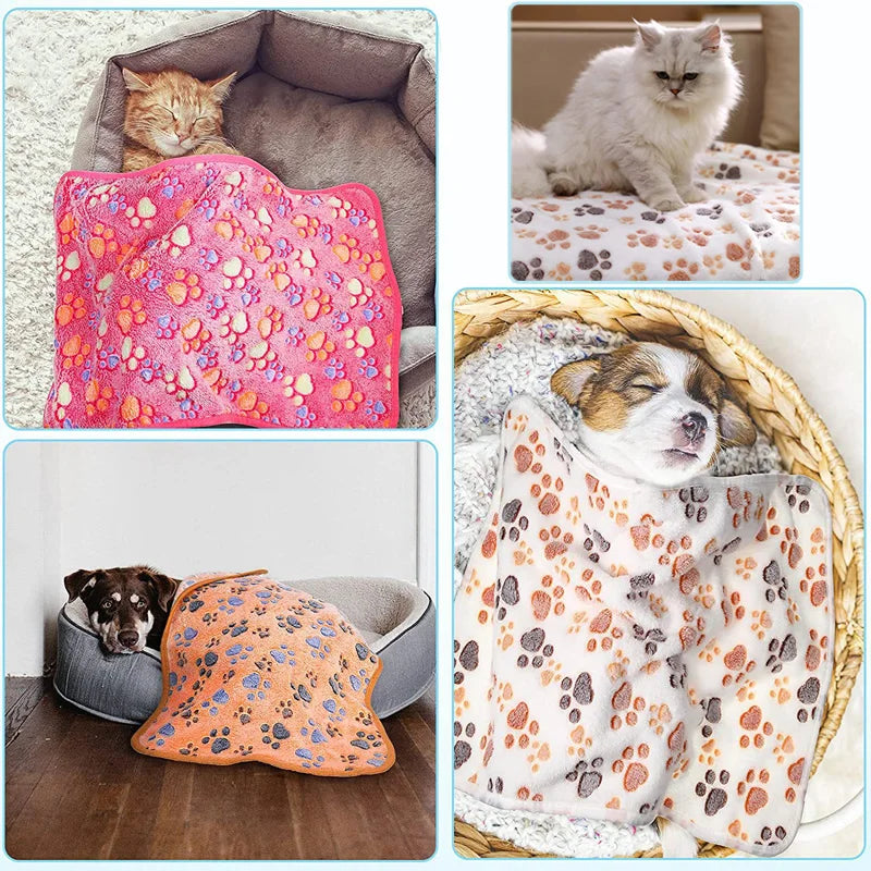 Dog Bed Mat Blanket Soft Fluffy Pet Blanket Cute Paws/Elephant Pattern