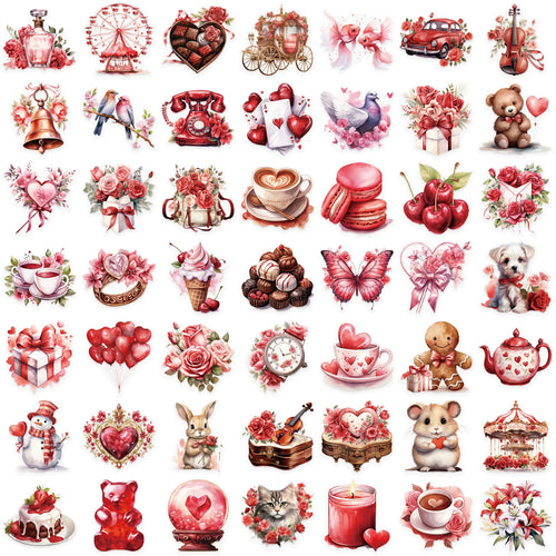 50 PCS Transparent Cartoon Confession Gift Sticker Pack Waterproof