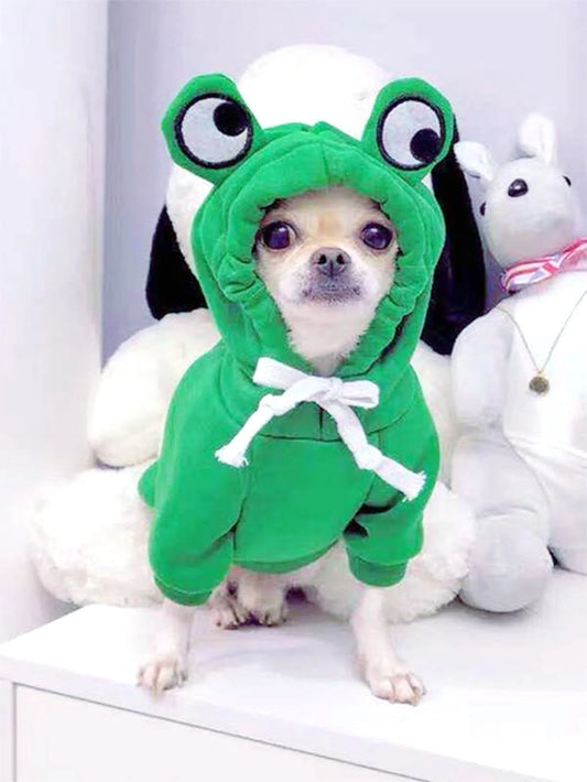 1PC Cute Frog Pet Sweater for Small and Medium Dogs - Green Dog Hoodie