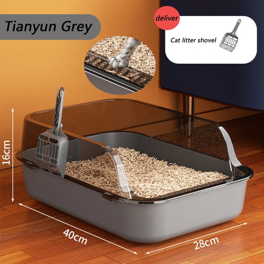 Cat Litter Box Thickening Kitty Sandbox Semi-enclosed High Side