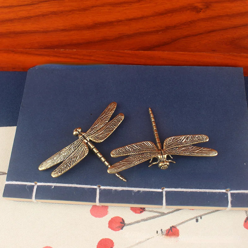 Vintage Brass Dragonfly Figurine - Antique-Style Home & Office Desk