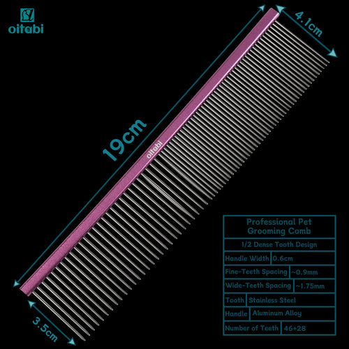 Oitabi Pet Comb Stainless Steel Long Teeth Comb for Dogs & Cats Pet