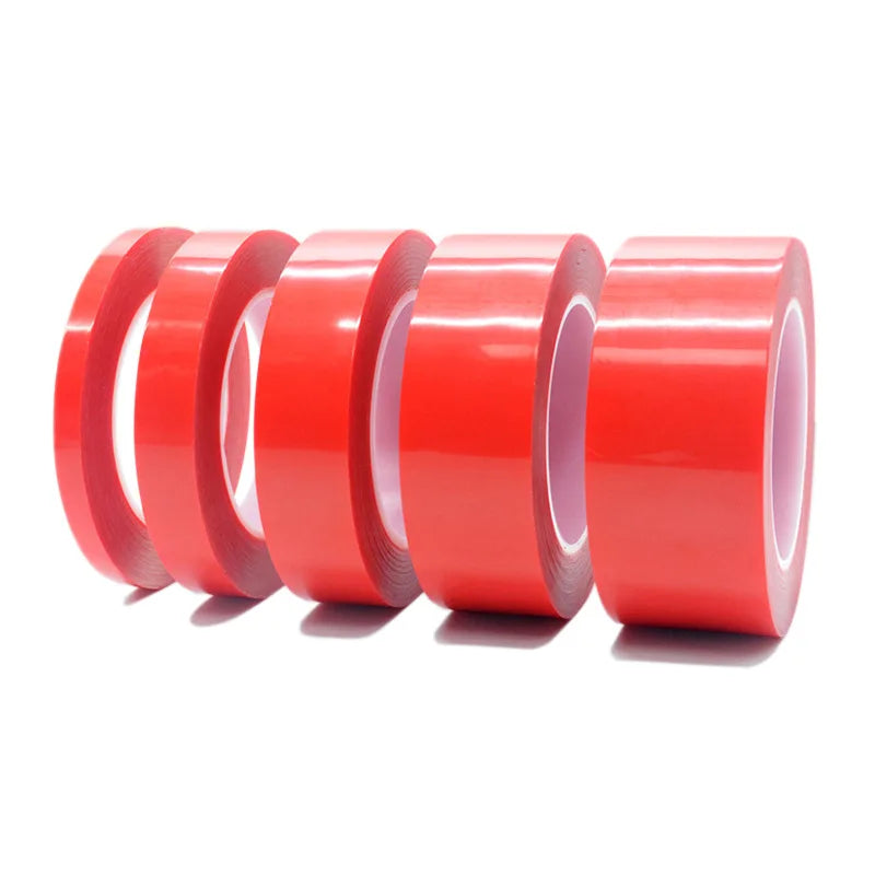 1 Roll 3m Strong Acrylic Adhesive PET Tape Red Film Clear Double Side