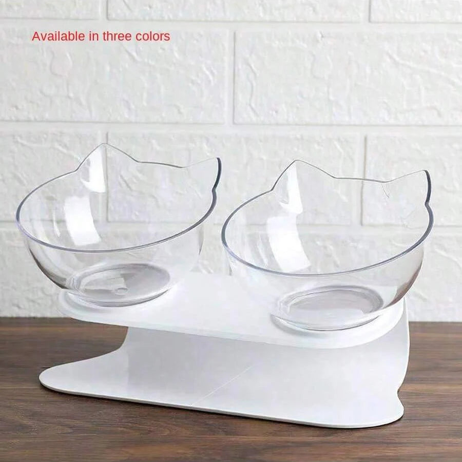 Slanted Mouth Cat Bowl, Neck Protector, Cat Double Bowl, Pet