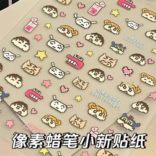 Kawaii Crayon Shin Chan PET Stickers Japanese Pixel Style Cute Phone