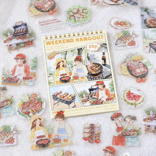 30PCS PET Decoractive Material Sticker Pre-Cut Journaling Sticker