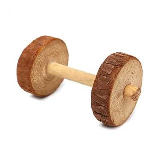 Cute Rabbit Roller Toys Natural Wooden Pine Dumbells Unicycle Bell