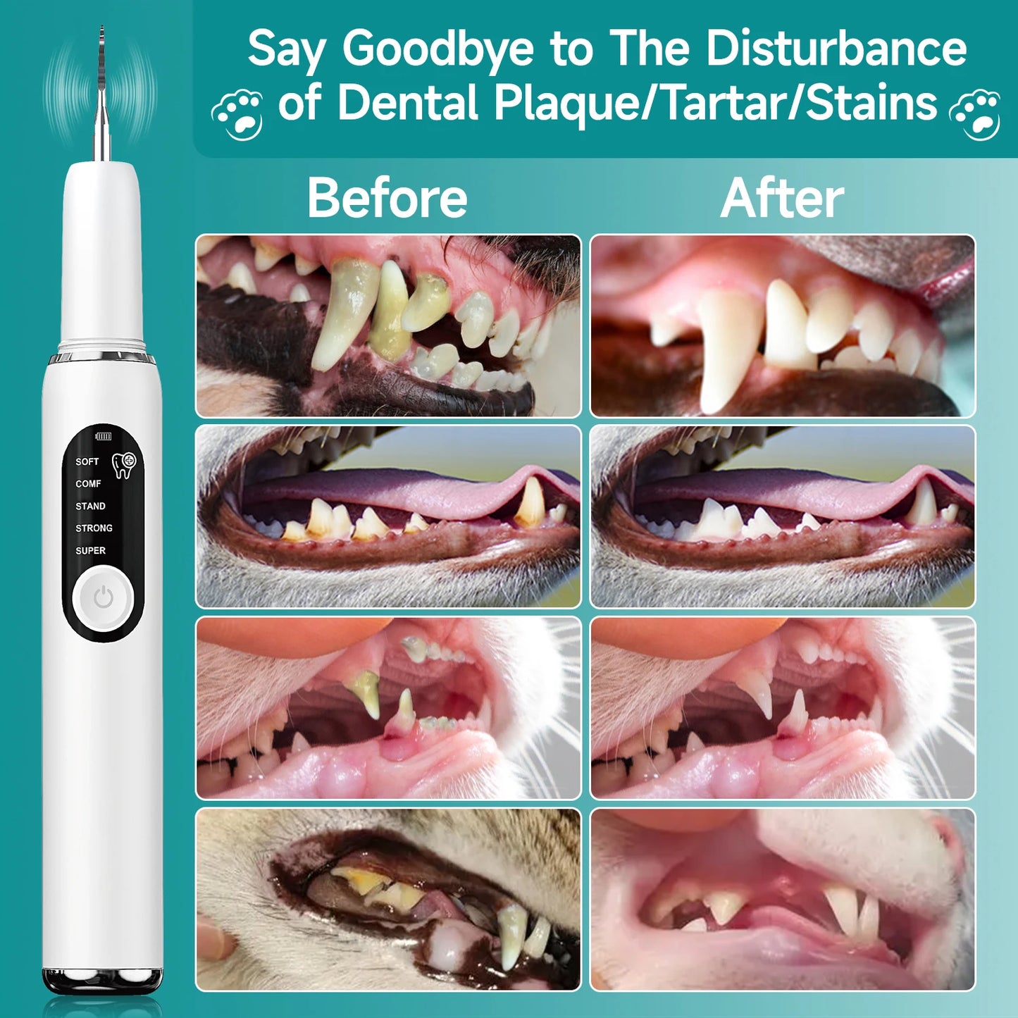 CURVY MOON Dog Use Ultrasonic Tooth Cleaner Dog Cat Pet Dental Scaler