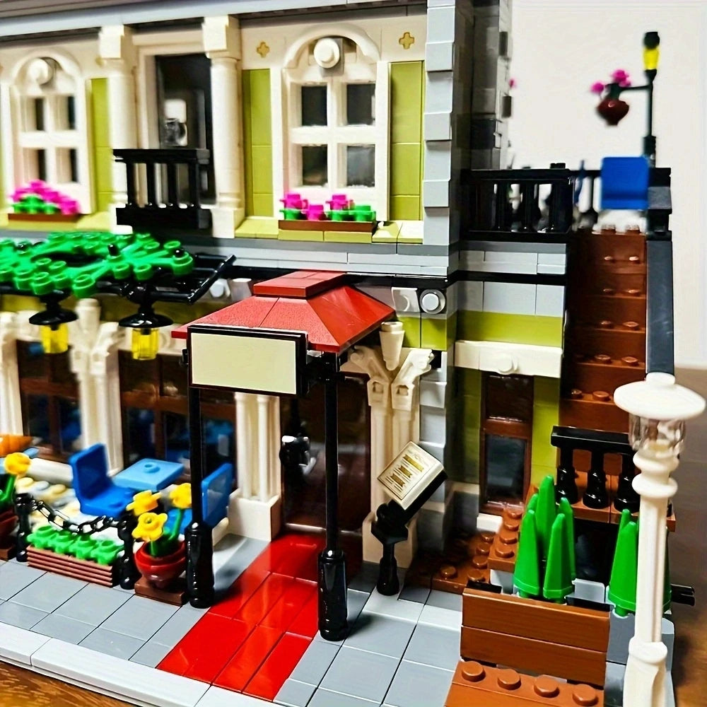 Creative Expert Bricks Bank Cafe Corner MOC Street View City Model