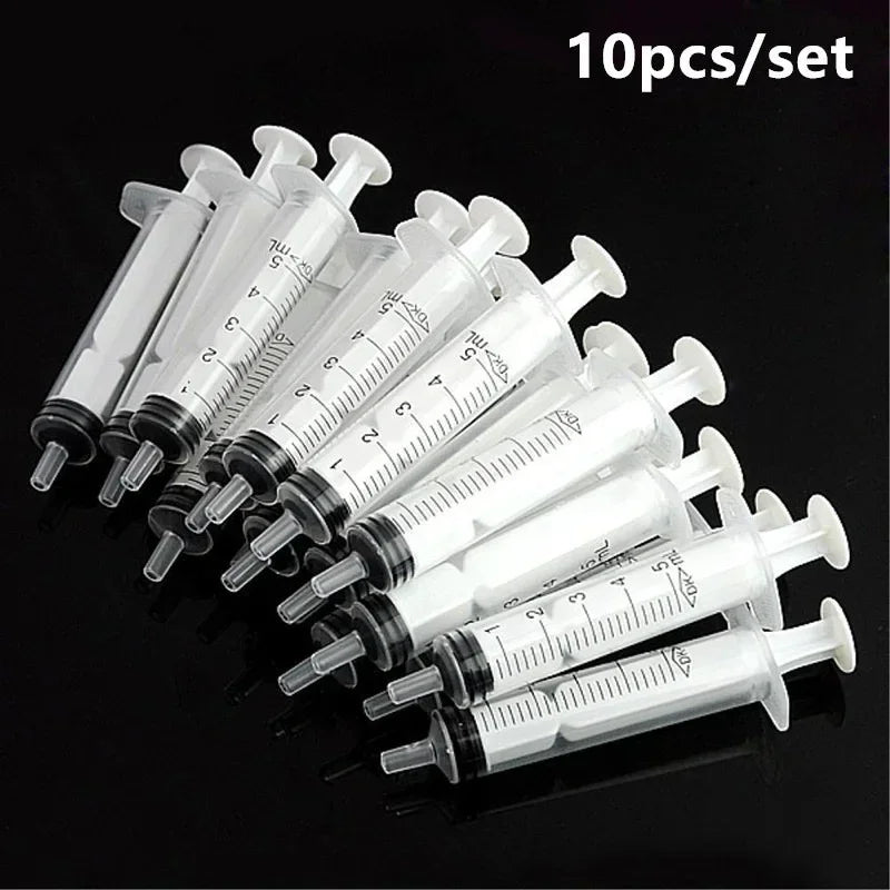 10pcs Disposable Plastic 5ml Injector Syringe No Needle for Lab
