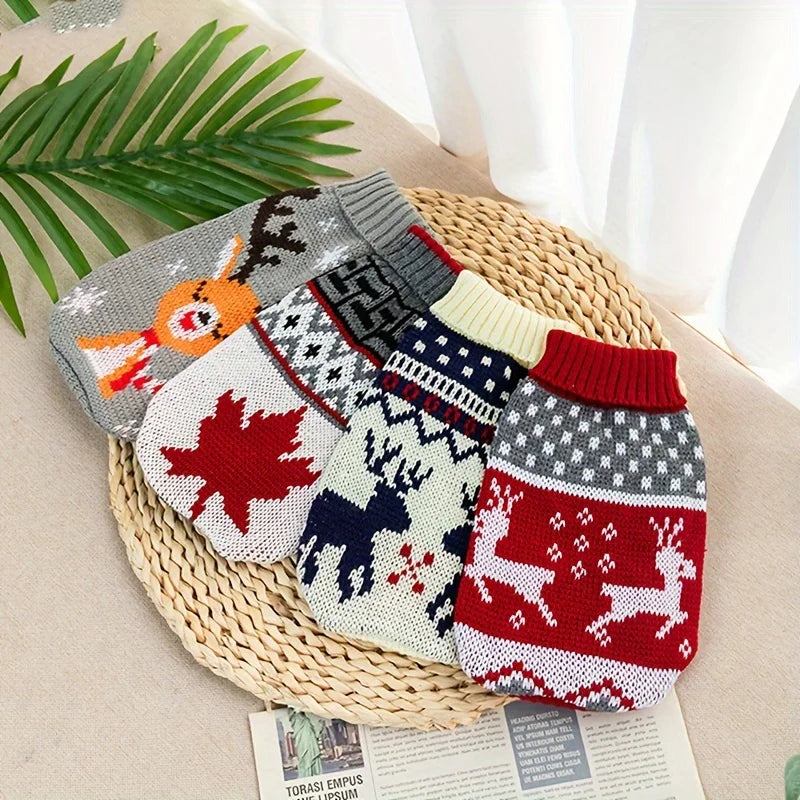 Christmas Style Pet Sweater for Dogs And Cats New Knitted Wool Sweater