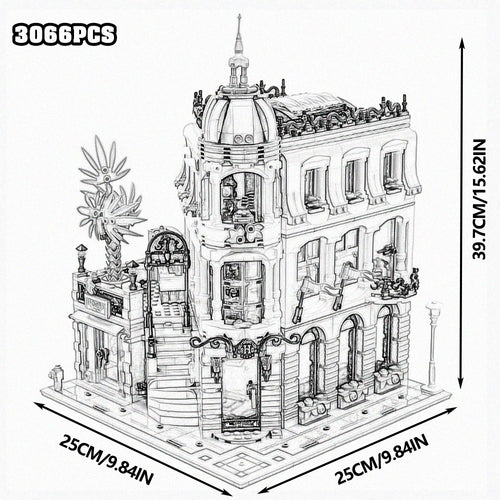 Creative Expert Bricks Bank Cafe Corner MOC Street View City Model