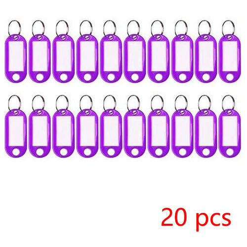 100 PCS KeyChain Labelable Plastic DIY Name Ring for Baggage Paper