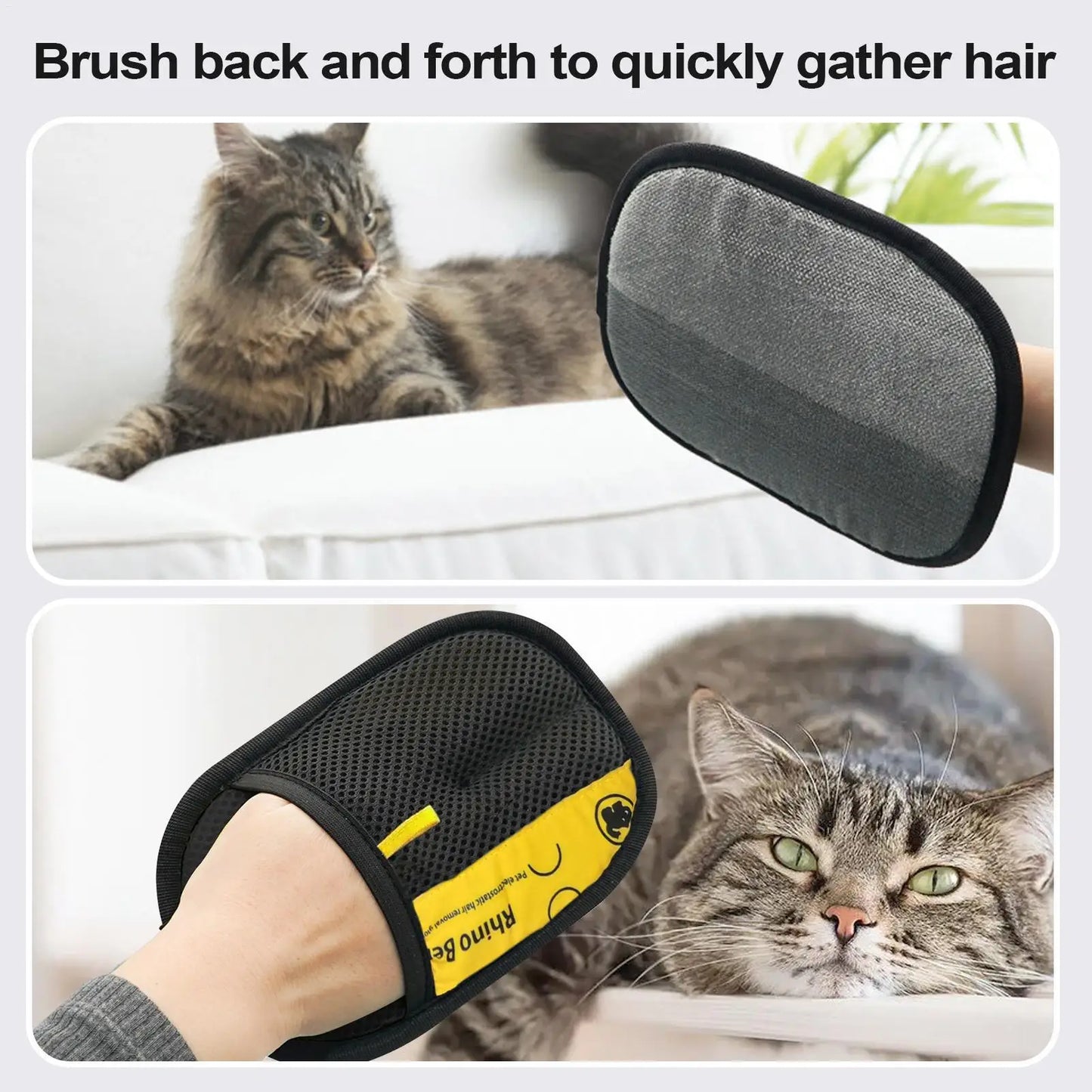 2pcs Cat Grooming Gloves Electrostatic Pet Hair Removal Brush for