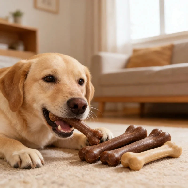 Dog Durable Beef Flavored Chew Toy, Bone Shaped Dog Interactive Play