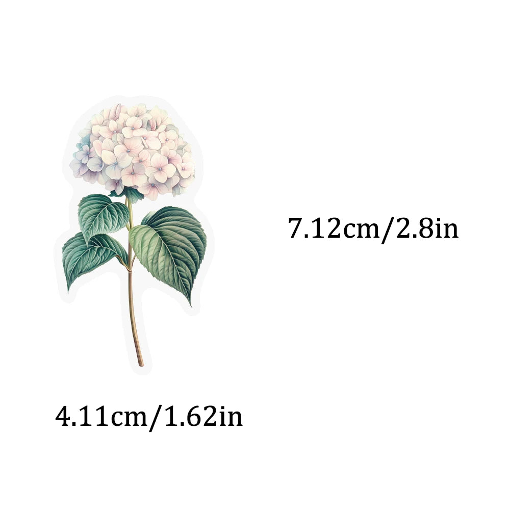50PCS Retro Flower PET Stickers Beautiful Classical Colorful Art