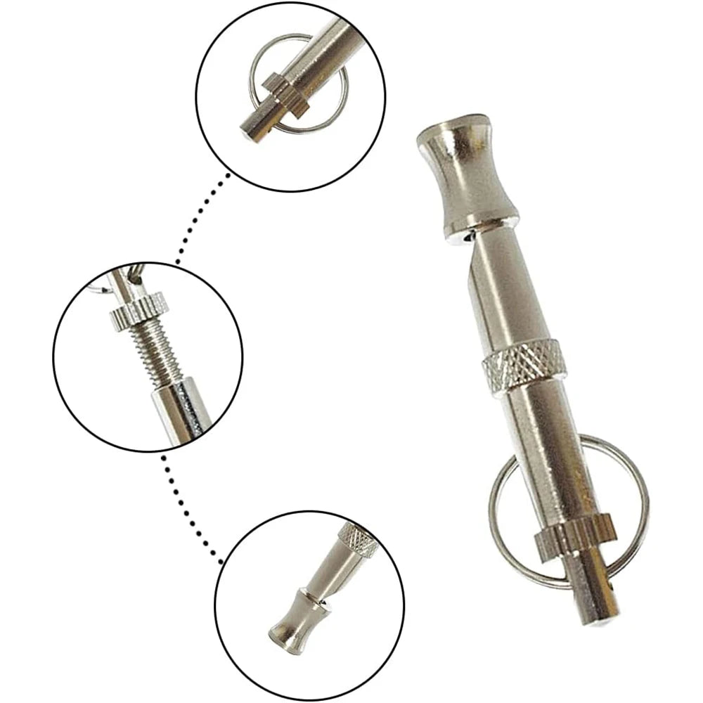 1Pcs Dog Whistle Pet Training Whistle Stainless Steel Silver Portable