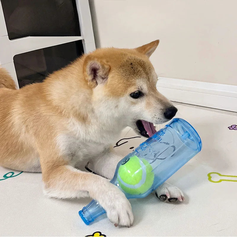 Pet Chew Toy TPR Bite-resistance Beer Bottle with Tennis Ball Toy