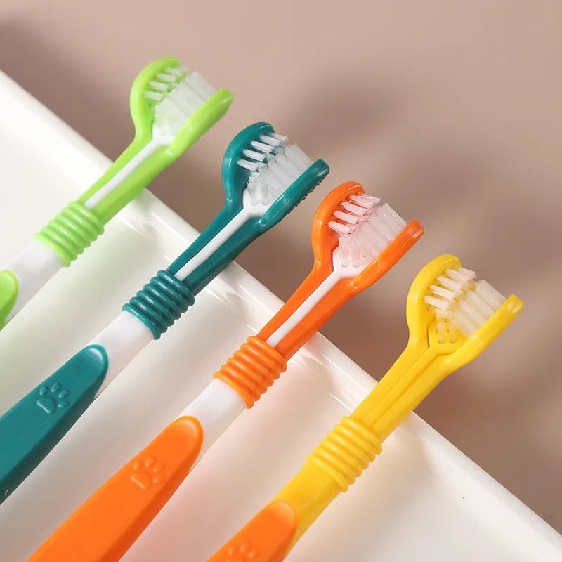 3-Sided Pet Toothbrush Dog Plastic Toothbrush Removing Bad Breath