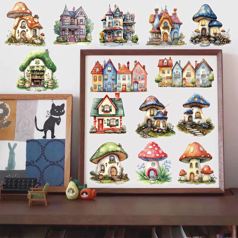50PCS Creative Fairy Tale House Cartoon PET Transparent Material