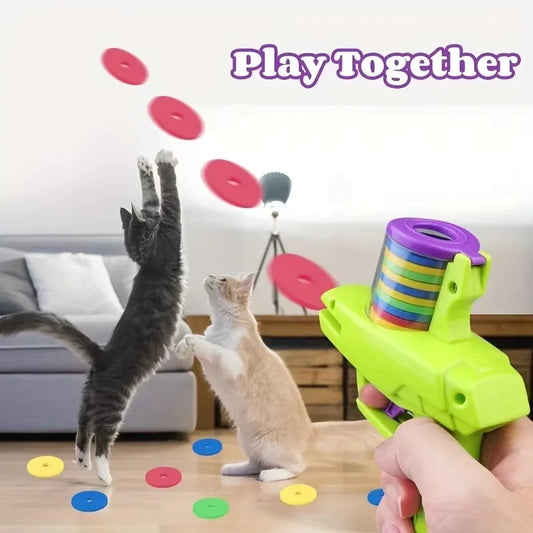 Funny Cat Toys Creative Turnip Gun with 15pcs Reusable Foam Disc Pet