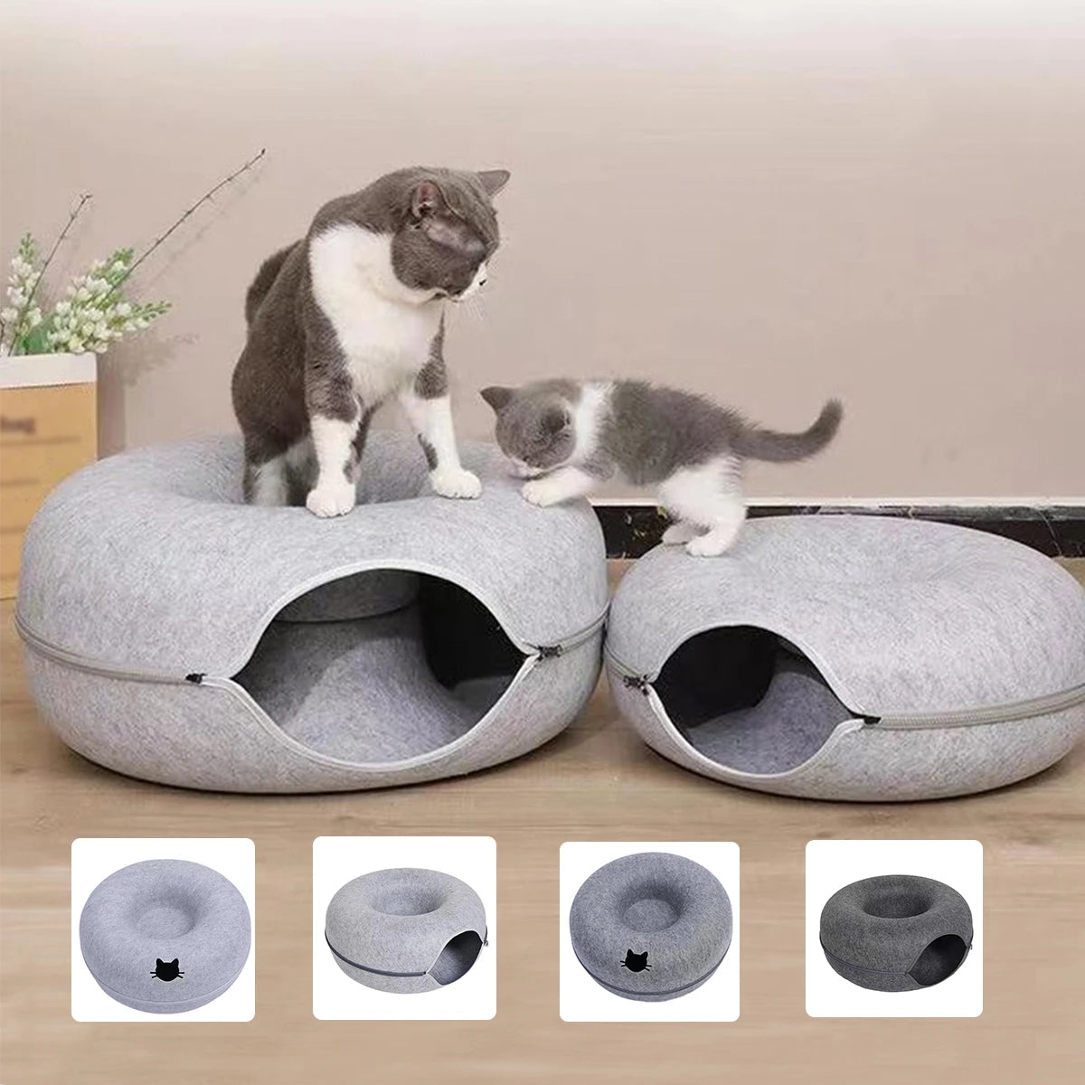 B-Tunnel Donut Cat Bed Interactive Tunnel Pet Felt Indoor Toys Cats