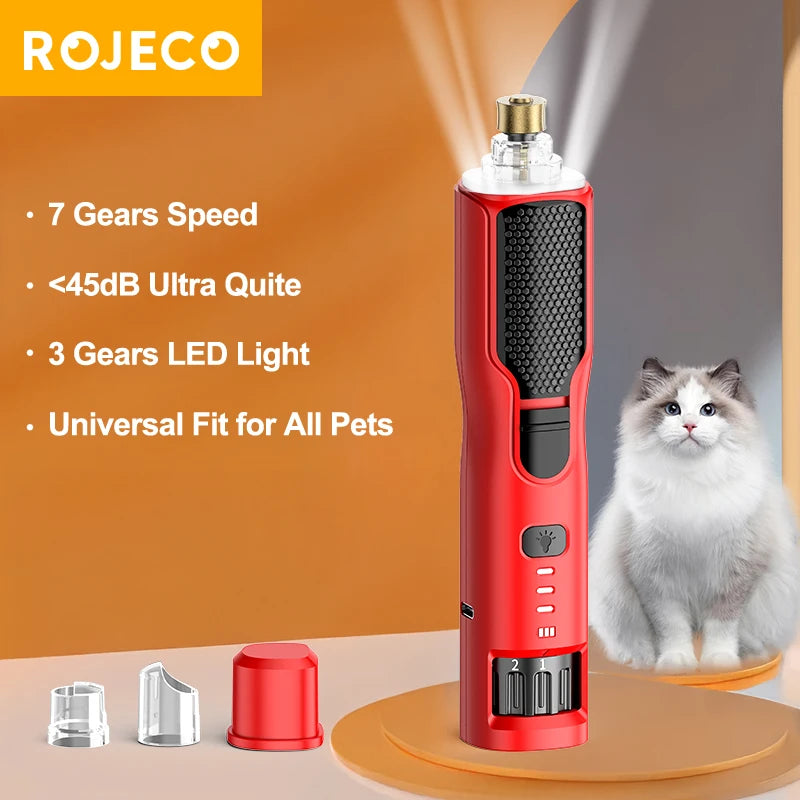 ROJECO Pet Electric Nail Grinder Rechargeable Dog Paw Grooming Nail