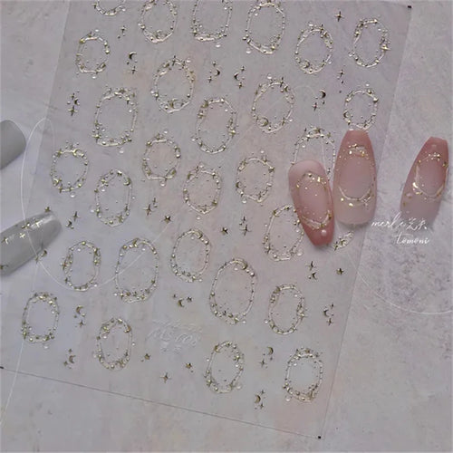 1pcs Jelly Nail Stickers Shiny French Ice Crystal Stars Love Self