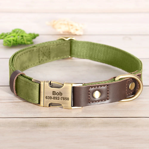 Free Custom PU Leather Dog Collar Engraved Dog Collars Adjustable Pet