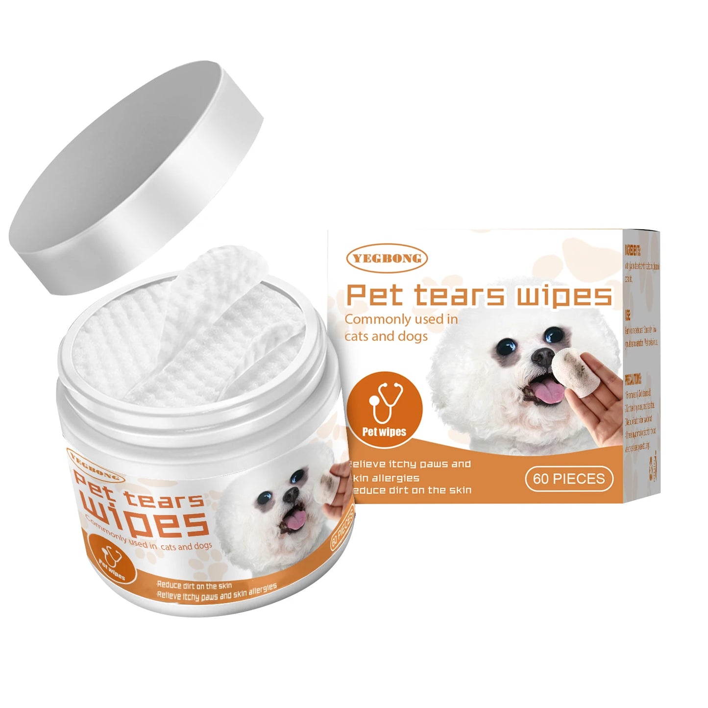 YEGBONG Pet Eye Wipe for Cats Dogs Remove Tear Marks Stain Cleaning