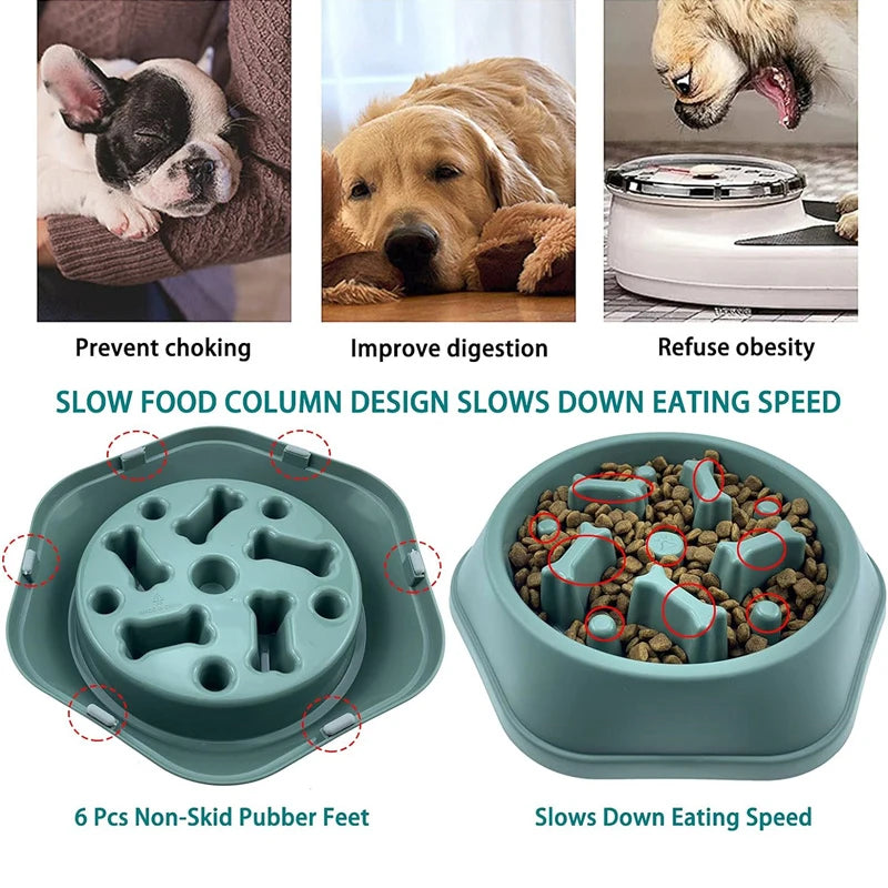 Slow Feeder Dog Bowl Anti-choking Puppy Food Bowl Anti-slip Pet Slow