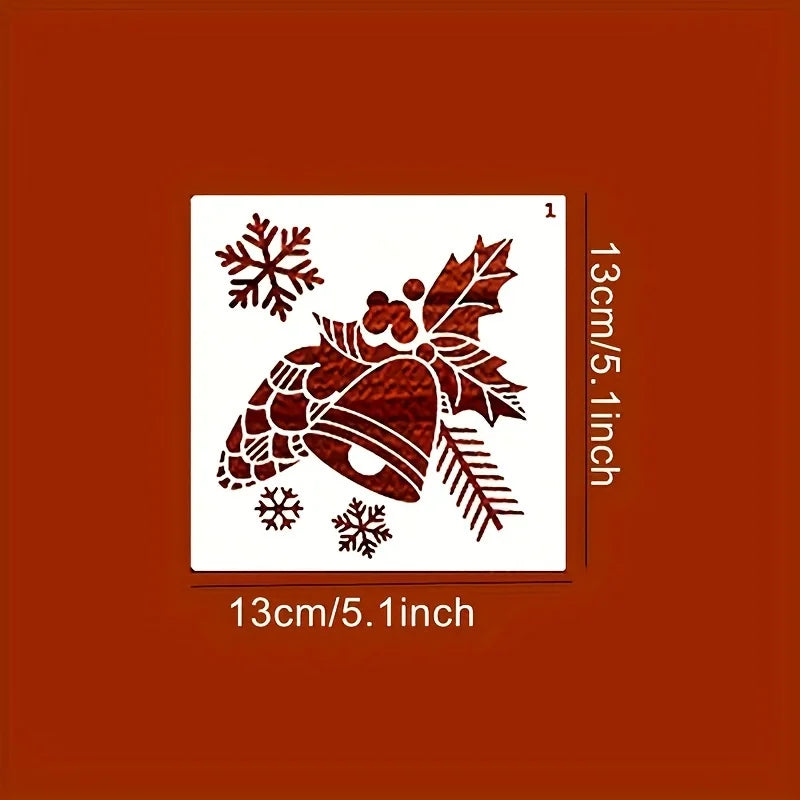 12pcs Christmas Series Painting Stencils - Reusable, Washable, PET