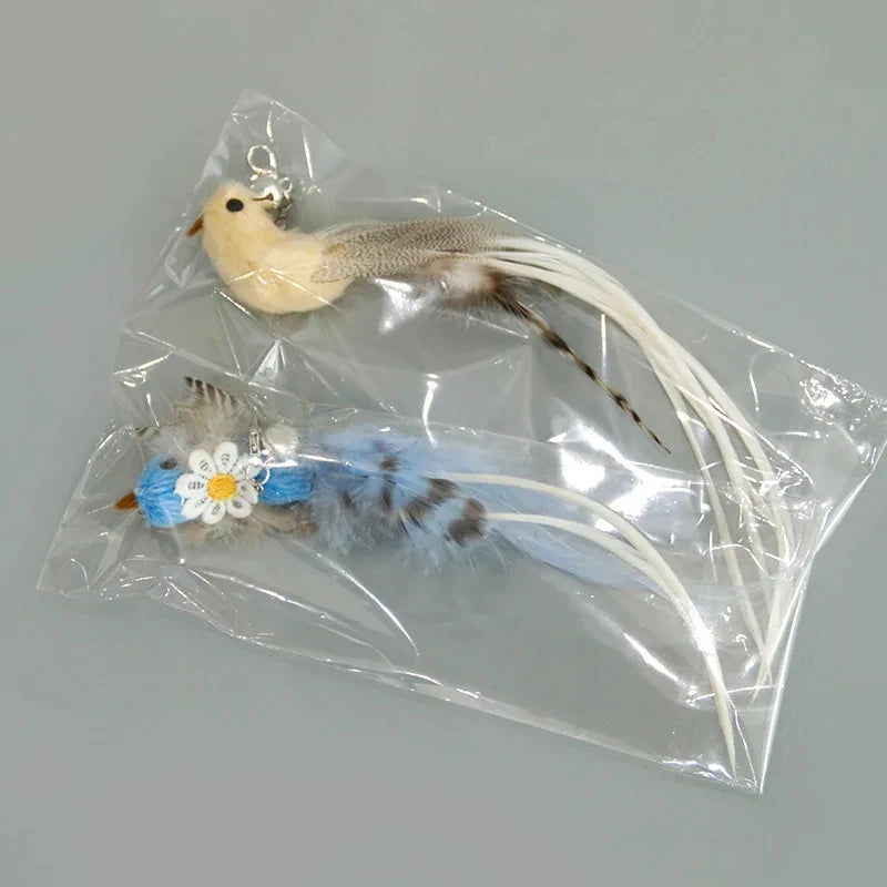 Funny Bird Feather Cat Wand With Bell Accessories Interactive Toys For