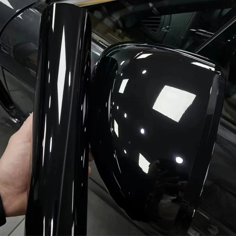 Ultra Gloss PET Piano Black Vinyl Wrap Film Sticker Glossy Black Self