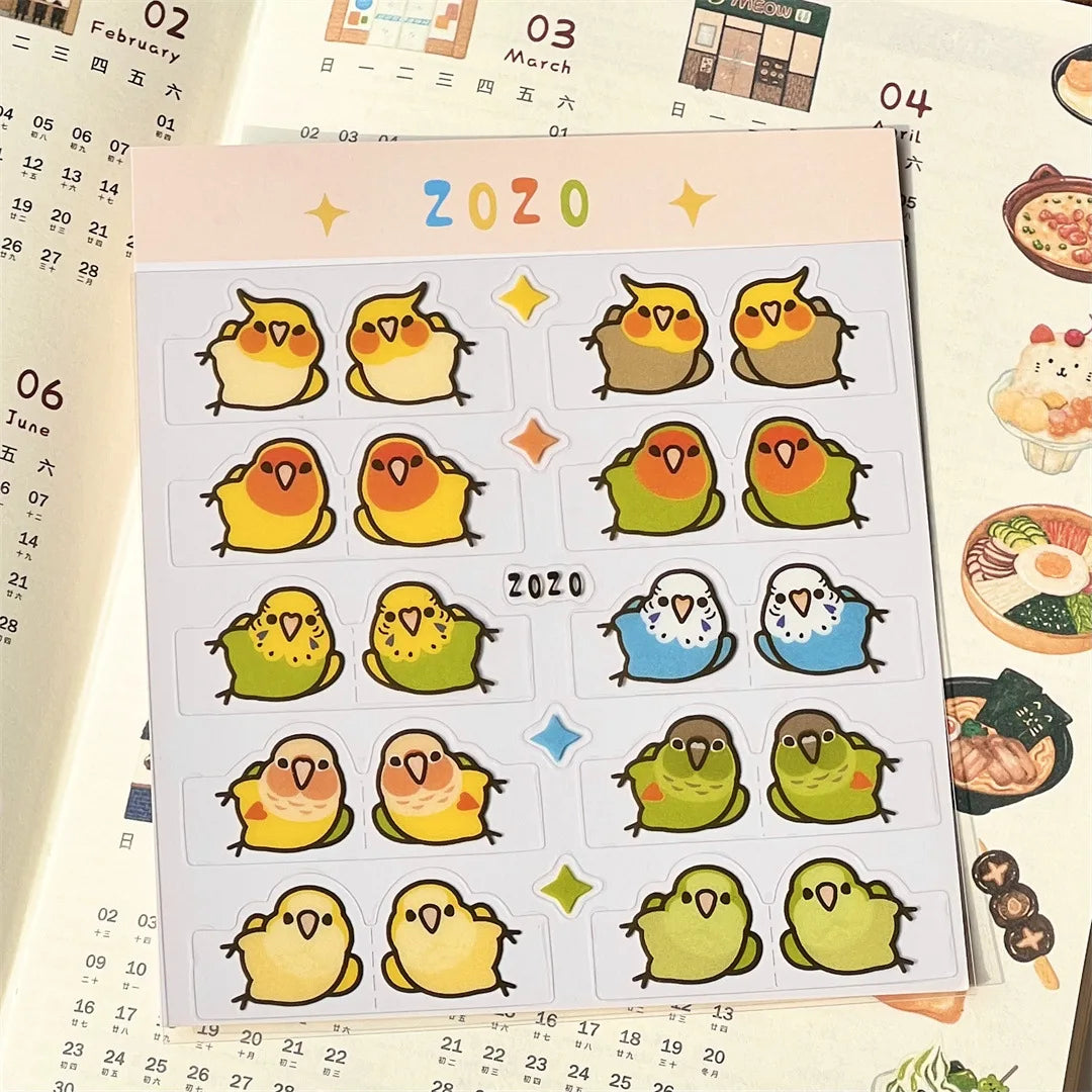 10/20 Creative and Cute Parrot Index Stickers, PET Bookmark, Hand