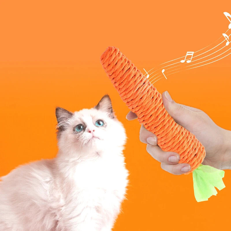 Cat Toy Carrot Sound Pet Products Bite Resistant Paper Rope Scratcher