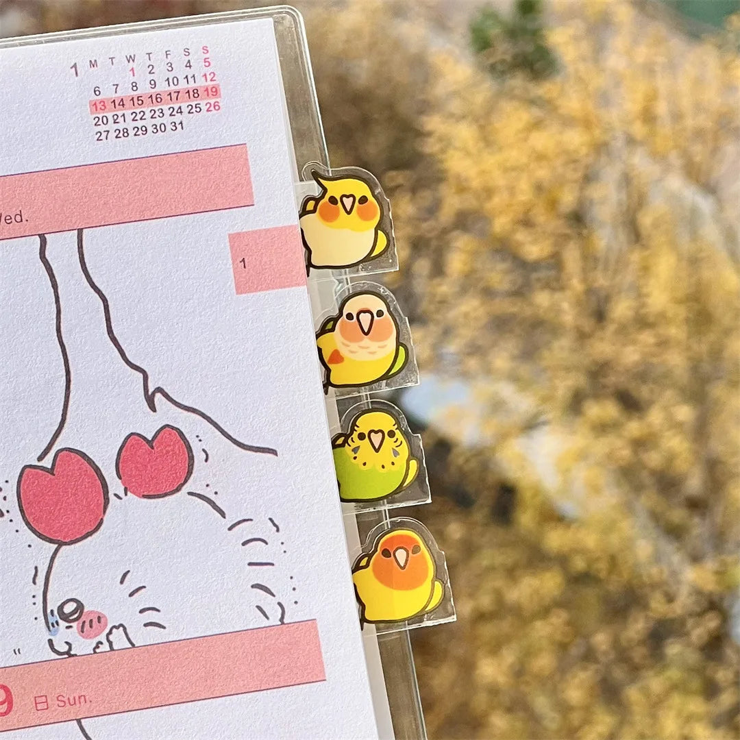 10/20 Creative and Cute Parrot Index Stickers, PET Bookmark, Hand