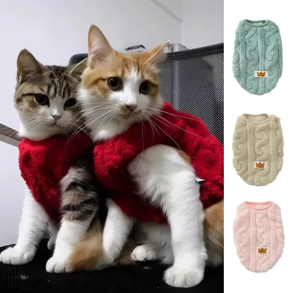 Cute Warm Cat Clothes Autumn Winter Fleece Sweater For Small Cats Dog