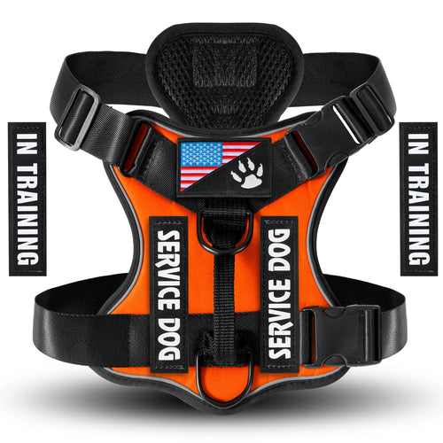 Service Dog Harness, Reflective Dog Vest Harness with 5 PCS Patches,